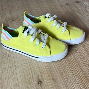 Yellow sperry top sider Kids Sneakers stretch back slip on tennis shoes